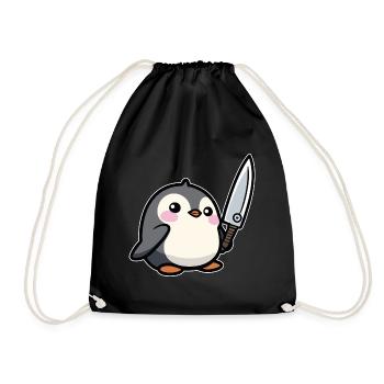 Lustiger Pinguin - Turnbeutel - Schwarz - Vorne