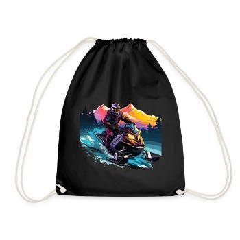 Motoneige dans un décor de montagnes enneigées - Sac de sport léger - noir - Devant