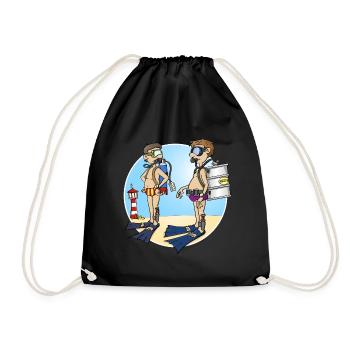 Dessin animé joyeux sur la plongée et la consommation de bière - Sac de sport léger - noir - Devant
