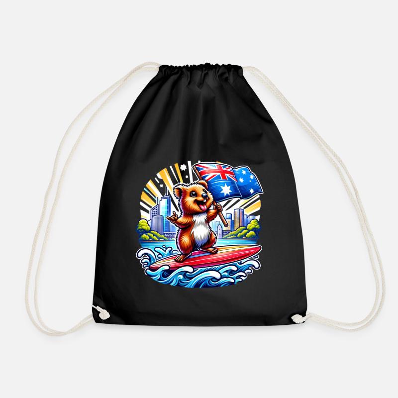 Quokka Australien Surfing Design - Turnbeutel - Schwarz