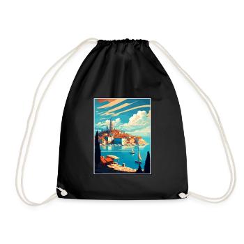 Novigrad Kroatien Vintage Reiseposter Souvenir - Turnbeutel - Schwarz - Vorne