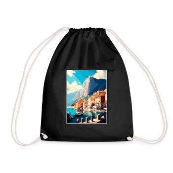 Makarska Kroatien Vintage Reiseposter Souvenir - Turnbeutel - Schwarz - Vorne