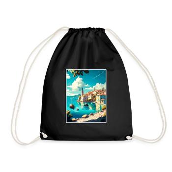 Cres Croatie Vintage voyage affiche WPA Souvenir - Sac de sport léger - noir - Devant