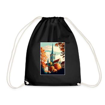 Augsburg Germany Vintage Travel Poster Souvenir - Drawstring Bag - black - Front