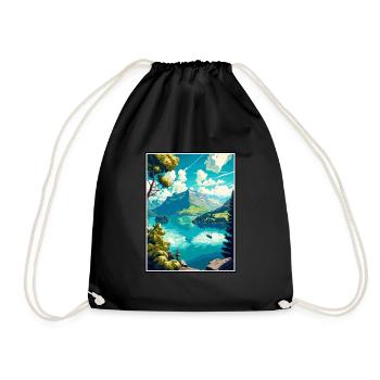 Lake Lucerne Switzerland Vintage Travel Poster WPA - Drawstring Bag - black - Front