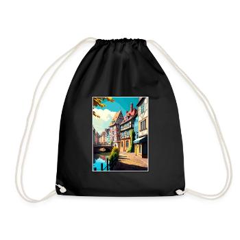 Colmar France Vintage Voyage Affiche WPA Souvenir - Sac de sport léger - noir - Devant