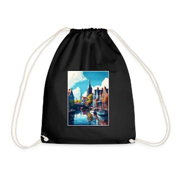 Sneek Pays-Bas Vintage voyage affiche Souvenir - Sac de sport léger - noir - Devant