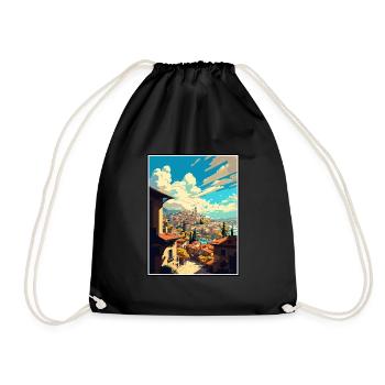 Gaziantep Turkey Vintage Travel Poster Souvenir - Drawstring Bag - black - Front