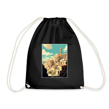 Matera Italy Vintage Travel Poster WPA Souvenir - Drawstring Bag - black - Front