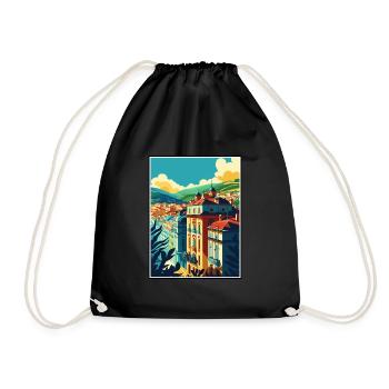 Bilbao Spain Vintage Travel Poster WPA Souvenir - Drawstring Bag - black - Front