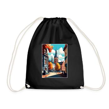 Darmstadt Germany Vintage Travel Poster Souvenir - Drawstring Bag - black - Front