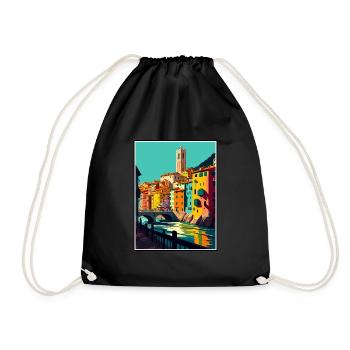 Girona Spain Vintage Travel Poster WPA Souvenir - Drawstring Bag - black - Front