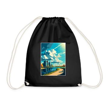 Almere Netherlands Vintage Travel Poster Souvenir - Drawstring Bag - black - Front