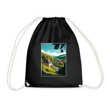 Ardennes France Vintage Travel Poster WPA Souvenir - Drawstring Bag - black - Front