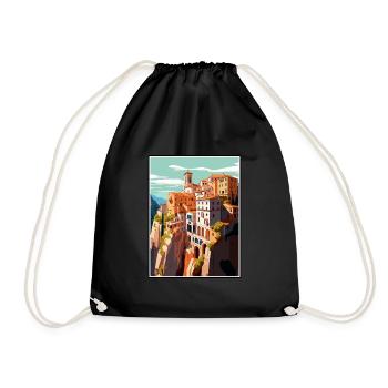 Cuenca Spain Vintage Travel Poster WPA Souvenir - Drawstring Bag - black - Front