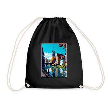 Ulm Germany Vintage Travel Poster WPA Souvenir - Drawstring Bag - black - Front