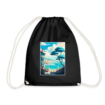 Nice Francescape Vintage Travel Poster Souvenir - Drawstring Bag - black - Front