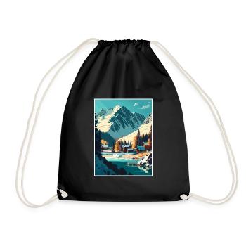 Arosa Switzerland Swiss Vintage Travel Poster WPA - Drawstring Bag - black - Front