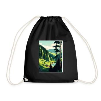 Black Forest Germany Vintage Travel Poster WPA Art - Drawstring Bag - black - Front