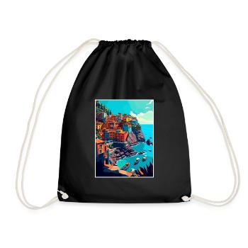Cinque Terre Italie Décoration Patmos Affiche De Voyage - Sac de sport léger - noir - Devant
