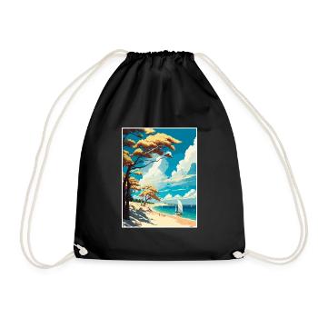 Rugen Island Germany Vintage Travel Poster WPA Art - Drawstring Bag - black - Front