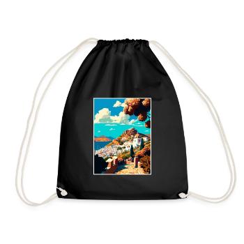 Patmos Grèce Décoration Grec Voyage Affiche - Sac de sport léger - noir - Devant