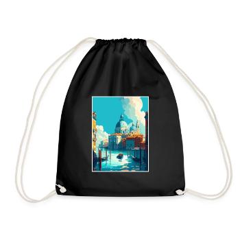 Venedig Italien Dekoration Markusplatz Souvenir - Turnbeutel - Schwarz - Vorne