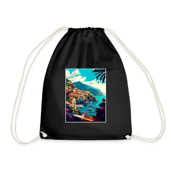 Amalfi Italie Décoration Vintage Voyage Affiche WPA - Sac de sport léger - noir - Devant