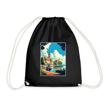 Rugen Island Germany Vintage Travel Poster WPA Art - Drawstring Bag - black - Front
