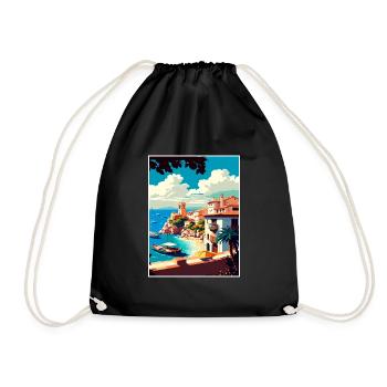 Costa Brava Spanien Vintage Reiseposter Souvenir - Turnbeutel - Schwarz - Vorne