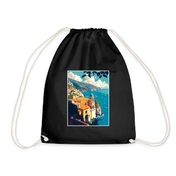 Amalfi Italie Vintage voyage affiche WPA Souvenir - Sac de sport léger - noir - Devant