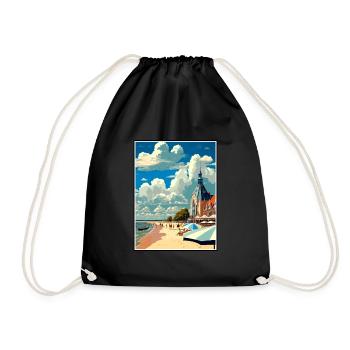 Rostock Germany Vintage Travel Poster WPA Souvenir - Drawstring Bag - black - Front