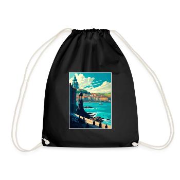 La Corogne Espagne Vintage voyage affiche WPA Souvenir - Sac de sport léger - noir - Devant