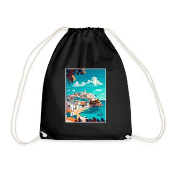 Ibiza Spanien Vintage Reiseposter WPA Souvenir - Turnbeutel - Schwarz - Vorne