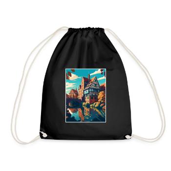 Nuremberg décoration Allemagne Vintage affiche de voyage - Sac de sport léger - noir - Devant