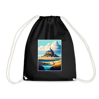 Mont Saint Michel France Vintage Travel Poster WPA - Drawstring Bag - black - Front