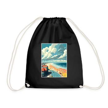 Zandvoort Dekoration Vintage Reiseposter WPA Kunst - Turnbeutel - Schwarz - Vorne