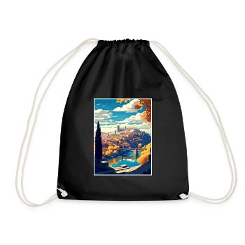 Toledo Spain Vintage Travel Poster WPA Souvenir - Drawstring Bag - black - Front