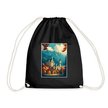 Château de Schwangau Allemagne Vintage voyage affiche WPA - Sac de sport léger - noir - Devant