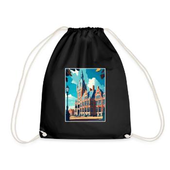The Hague Decoration Vintage Travel Poster WPA Art - Drawstring Bag - black - Front