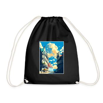 Nantes Decoration Vintage Travel Poster Souvenir - Drawstring Bag - black - Front