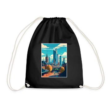 Frankfurt Germany Vintage Travel Poster Souvenir - Drawstring Bag - black - Front