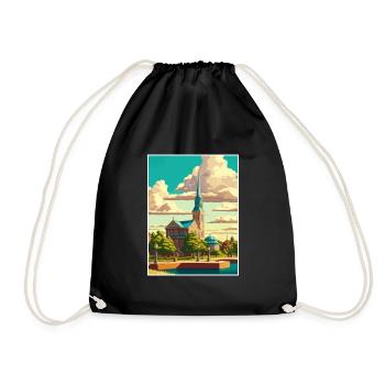 Karlskrona suédois Vintage voyage affiche Souvenir - Sac de sport léger - noir - Devant