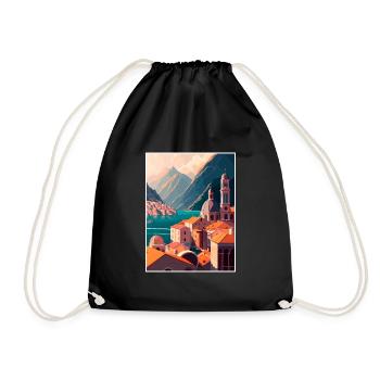 Kotor Monténégro Vintage voyage affiche Souvenir - Sac de sport léger - noir - Devant