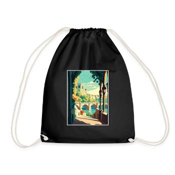 Avignon France Vintage Travel Poster WPA Souvenir - Drawstring Bag - black - Front