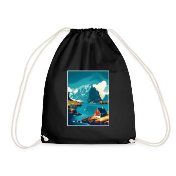 Lofoten Norwegisches Vintage-Reiseposter - Turnbeutel - Schwarz - Vorne