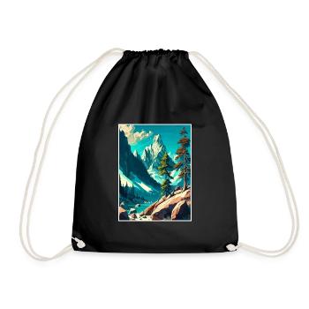 Triglav Slovenia Vintage Travel Poster Souvenir - Drawstring Bag - black - Front