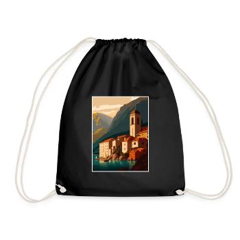 Kotor Monténégro Pologne polonaise chambre affiche de voyage - Sac de sport léger - noir - Devant