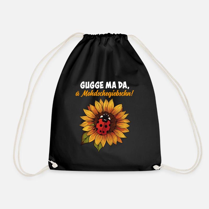 Gugge ma da – Dialekt, Sonnenblume & Marienkäfer - Turnbeutel - Schwarz