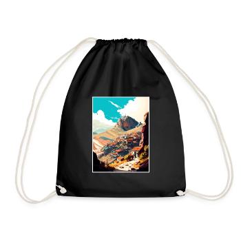 Afyonkarahisar Turkey Giftr Vintage Travel Poster - Drawstring Bag - black - Front